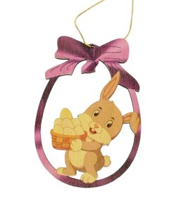 Erzgebirgischer Baumbehang Hase mit Eierkörbchen, farbig