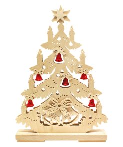Lichtertanne mit 6 roten Glöckchen