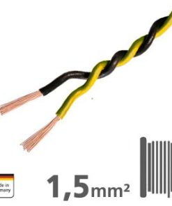 AMPIRE Verdrilltes Kabel GELB/SCHWARZ 1,5mm², 60m Spule, 100% Kupfer