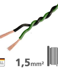 AMPIRE Verdrilltes Kabel GRÜN/SCHWARZ 1,5mm², 60m Spule, 100% Kupfer