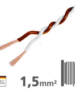 AMPIRE Verdrilltes Kabel WEISS/BRAUN 1,5mm², 60m Spule, 100% Kupfer
