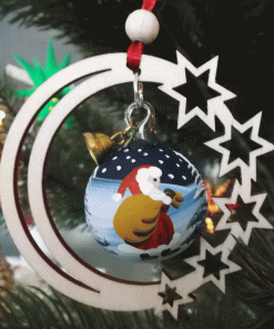 Baumbehang Glaskugel Weihnachtsmann, im Sternenmond
